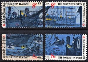 SC#1480-83 8¢ Boston Tea Party Singles (1973) Used