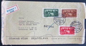 1942 Bratislava Slovakia Censored Registered Cover To Berlin Germany