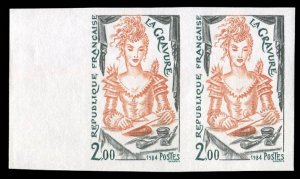 France, 1950-Present #1932 (YT 2315) Cat€28, 1984 Engraving, imperf. sheet ...