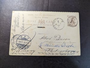 1901 British Hong Kong Dual Replay PS Postcard to Wilhelmshaven Germany