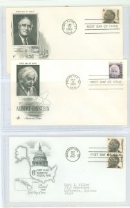 US 1284-85/1298 1966-67 2 U/A & 1 addressed FDCs, Prominent Americans & 1 definitive.