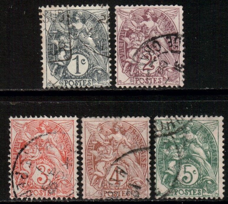 France Scott 109/113 - SG288/295, 1900 Liberty Set used