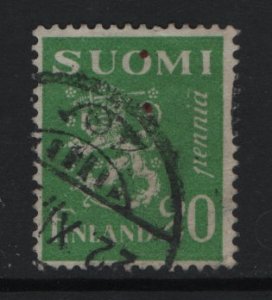 Finland    #160  used  1930   Lion  20p  yellow green