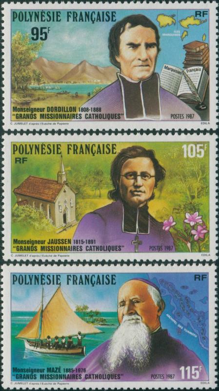 French Polynesia 1987 Sc#471-473,SG521-523 Catholic Missionaries set MLH