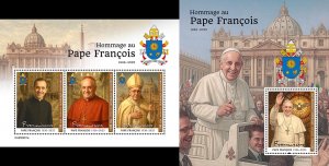2026 01 - CENTRAL AFRICA - POPE FRANCIS   3V+ 1V  complet set  MNH **