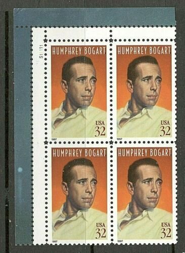 1997 Humphrey Bogart Plate Block Of 4 32c Postage Stamps, Sc# 3152, MNH, OG