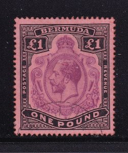 Bermuda Scott 54 1918 KGV Pound Key Plate, VF Used.. Scott $525