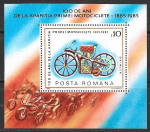 ROMANIA Sc 3300 NH SOUVENIR SHEET OF 1985 - OLD MOTORCYCLE