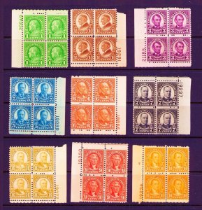 US Plate blocks 1926 Sc #s 632-633  635 637-642  MNH