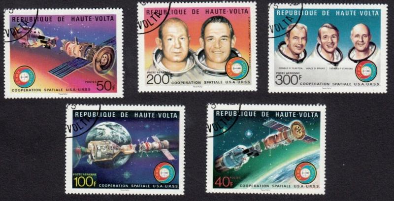 Space Cosmos Apollo-Soyuz Orbit, Astronauts - full Set of 5 Upper Volta 1975 q20