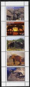 KORIAKIA - 1999 - Elephants - Perf 5v Sheet - Mint Never Hinged -Private Issue