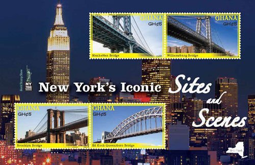 GHANA - 2016 - NEW YORK ICONIC SITES  SHEET OF 4 STAMPS MNH