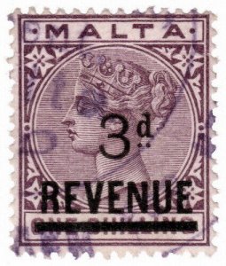 (I.B) Malta Revenue : Duty Stamp 3d on 1/- OP