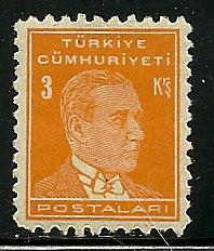 Turkey #  743  Mint Never Hinge
