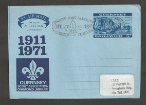 1971 Boy Scouts Guernsey Diamond Jubilee airletter FDC