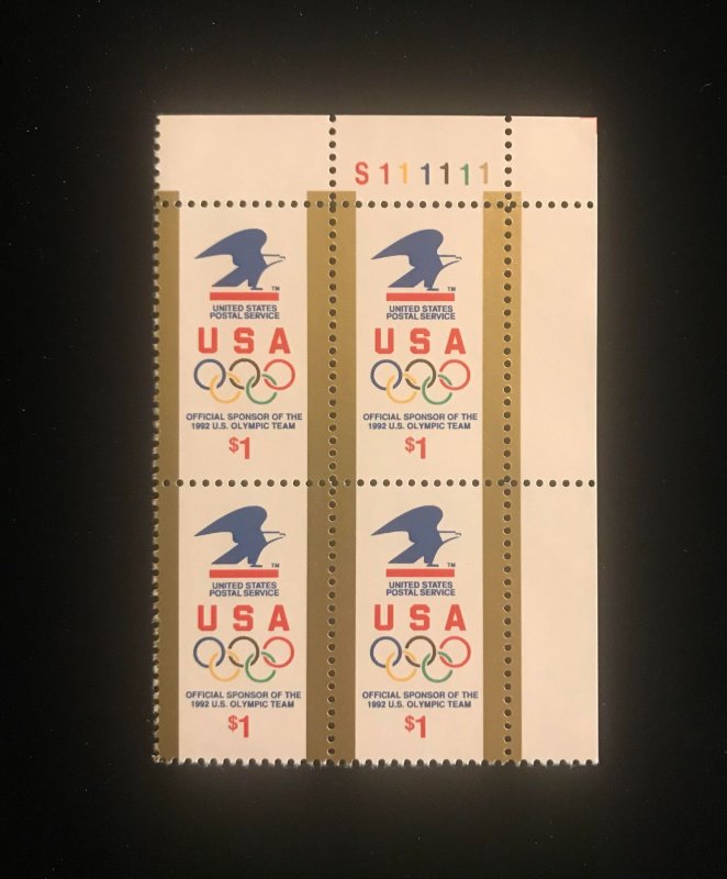 2539 Plate Block of 4, MNH, $1 USPS Olympics