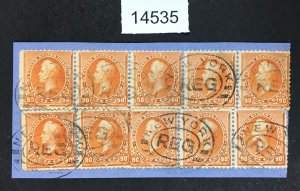 MOMEN: US STAMPS # 229 STRIP OF 5,PAIR & STRIP OF 3 ON PIECE $1,400++ LOT #14535