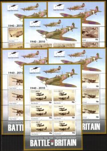 Gibraltar 2010 Military WWII Battle of Britain Aviation Ships 6 sheets MNH**