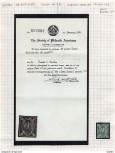 Bolivia 1867 5c green Genuine Certificate Sc 2b Used 16791