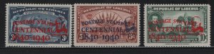 LIBERIA, 280-282, (3)SET, HINGED, 1941, COMMONWEALTH TYPE, OVERPRINTED