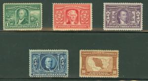US #323-7 Louisiana Purchase set, og, hinged, F/VF, Scott $305.00