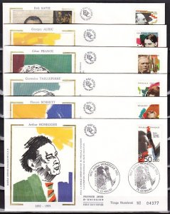 France, Scott cat. B642-B647. Various Composers on 6 First day covers. ^