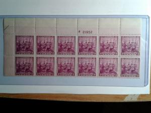 SCOTT # 836 THREE CENT MINT NEVER HINGED PLATE BLOCK OF 12 GEM