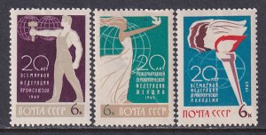 Russia 1965 Sc 3091-3 Trade Unions Democratic Youth & Women Federation Stamp MH