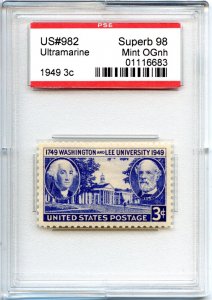 US SCOTT #982 MINT-SUPERB-OG-NH GRADED 98 PSE SLAB SMQ $50 (7/24/24 GP)