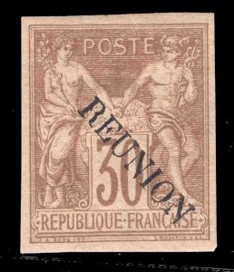 MOMEN: FRENCH COLONIES REUNION SC #13 1891 MINT OG H LOT #66155