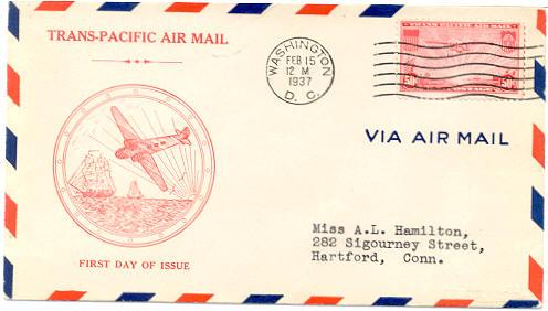 Trans-Pacific Air Mail #C22-24A 50c Grandy cachet FDC