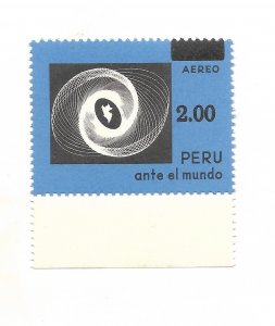 PERU 1977 SURCHARGED STAMP PERU IN FRONT THE WORLD MINT NEVER HINGED