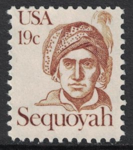 Scott 1859- 19c Sequoyah, Cherokee- Great Americans Series- MNH- unused mint 