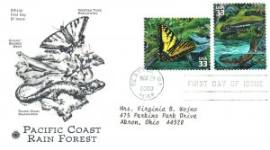 US FIRST DAY COVERS PACIFIC COAST RAIN FOREST COMPLETE SET OF 10 STAMPS 2000