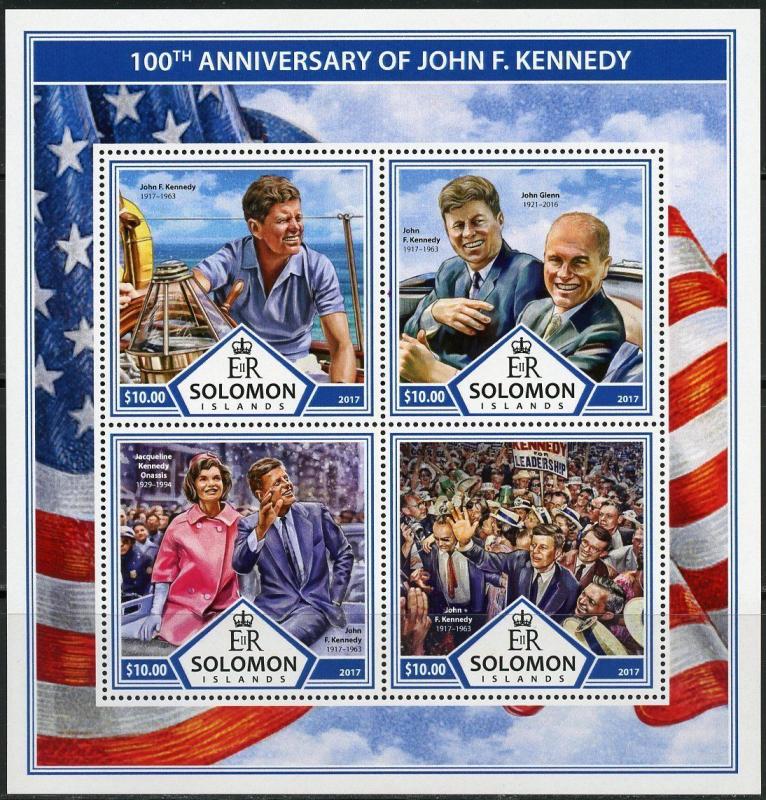 SOLOMON ISLANDS 2017 100th BIRTH ANNIVERSARY OF JOHN F.KENNEDY SHEET  MINT NH