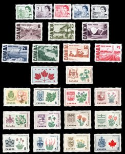 1964 - 1967 / 26 MNH Canadian Provincial Flowers, Centennials & QEII  cv$23.45