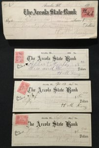 US #R164 Documentaries Used on 1898 Checks (4) L3