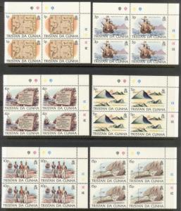 Tristan da Cunha 332 to 343 upper right corner blocks of 4 mnh complete set