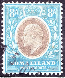 SOMALILAND PROTECTORATE 1905 KEDVII 8a Grey Black & Pale Blue SG52 FU