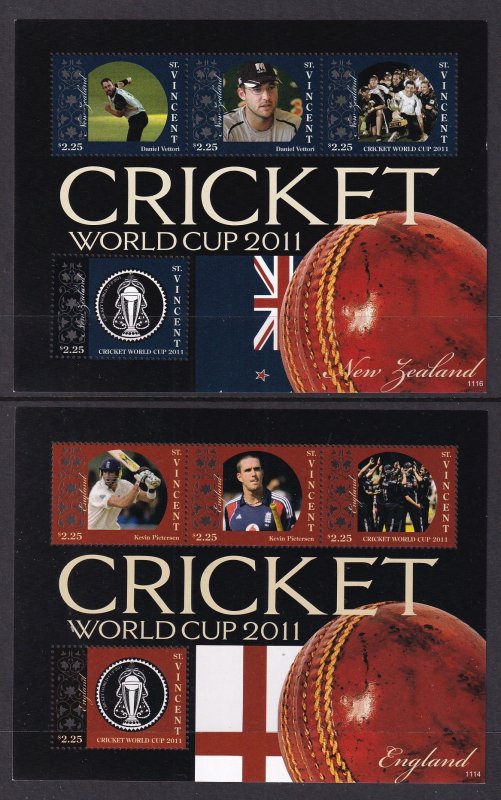 St Vincent 3763-3767 Cricket Souvenir Sheets MNH VF