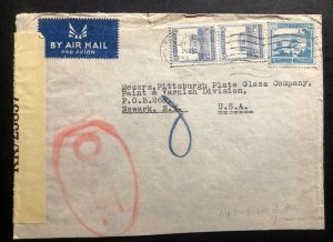 1945 Tel Aviv Palestine Censored Airmail OAT Commercial Cover To New York USA