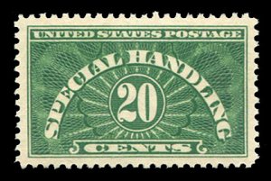 United States, Special Handling #QE3a Cat$90 (SMQ), 1928 20c yellow green, ne...