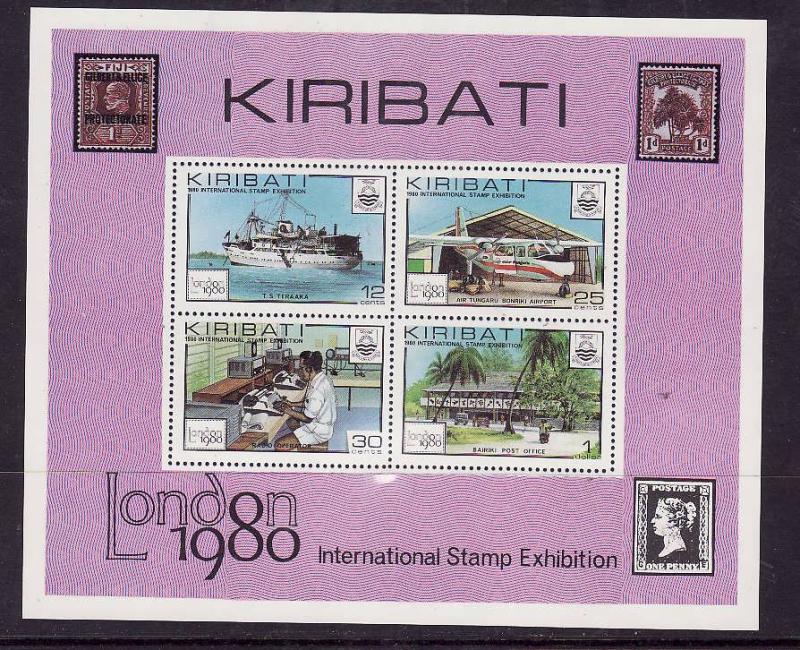 Kiribati-Sc#355a-Unused NH sheet-Ships-Boats-London-1980-