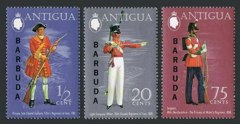 Barbuda 109-111,MNH.Michel 112-114. Military Uniforms 1973.