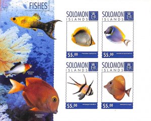 A7017 - SOLOMON ISLANDS, Error, 2014, IMPERF MINIATURE SHEET: Fishes