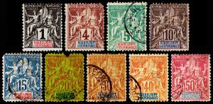 Guadeloupe Scott 27, 29-30, 32, 34, 36, 39-41 (1892) U/M H P-F, CV $62.15 C