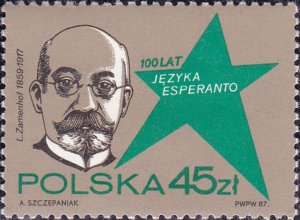 Poland 1987 MNH Stamps Scott 2811 Esperanto Zamenhof