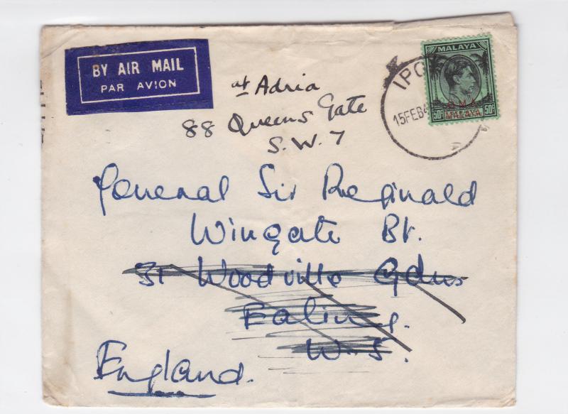 british general sir francis reginald wingate malaya stamps cover ref r15933