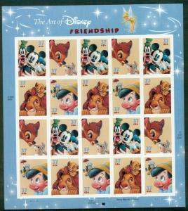 US #3865-8 Disney Characters, Complete Sheet of 20 Lion King, Pinocchio & Mickey