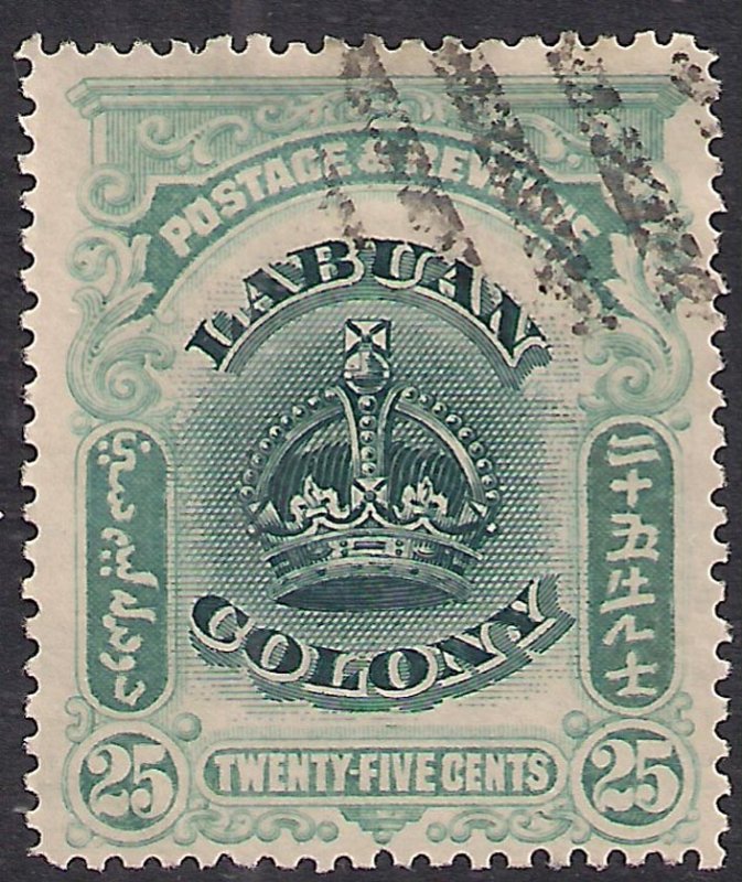 Labuan North Borneo 1902 - 03 KEV11 25ct Green blue & Green used SG 126a ( J1121